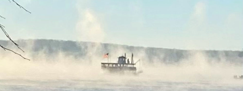 Winter steam on Geneva Lake, Wisconsin