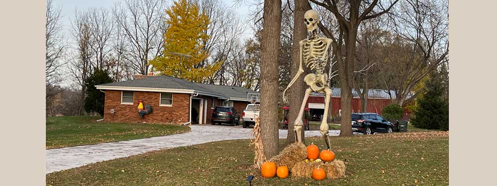 Halloween Skeleton and Pumpkins in Lake Geneva, Wisconsin