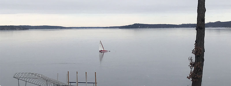 Ice sailing on Geneva Lake, Wisconsin